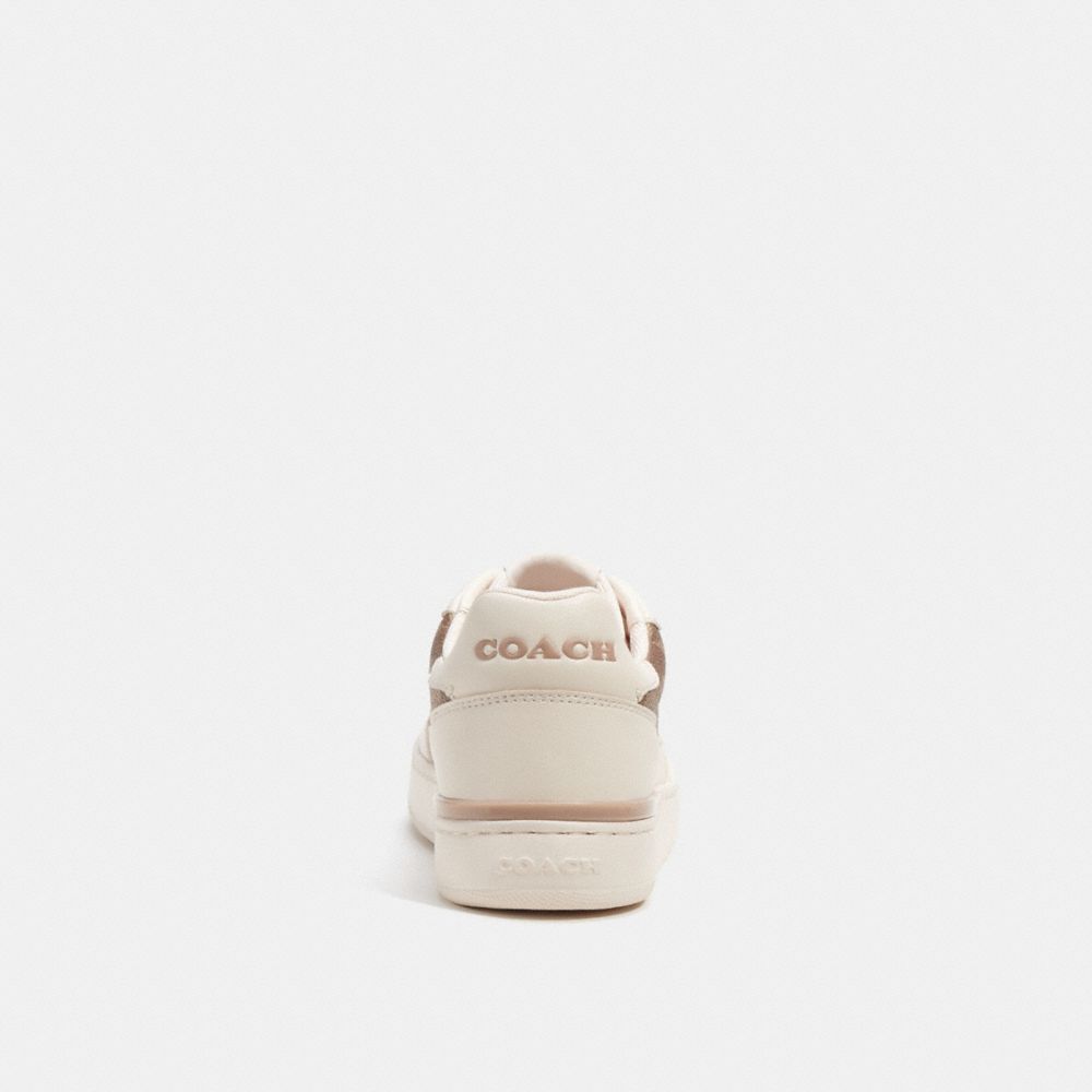 COACH®,Clip Court Low Top Sneaker In Signature Canvas,Rubber,Canvas,Leather,EVA,Casual,Color Block,Logo,Casual,Multi Color,Alternate View