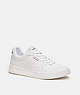 COACH®,CLIP COURT LOW TOP SNEAKER,Leather,Optic White,Front View