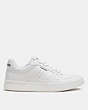 COACH®,CLIP COURT LOW TOP SNEAKER,Leather,Optic White,Angle View