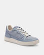 COACH®,CLIP COURT LOW TOP SNEAKER IN SIGNATURE SUEDE,Mixed Materials,Grey,Front View