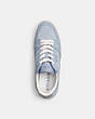 COACH®,CLIP COURT LOW TOP SNEAKER IN SIGNATURE SUEDE,Mixed Materials,Grey,Inside View,Top View