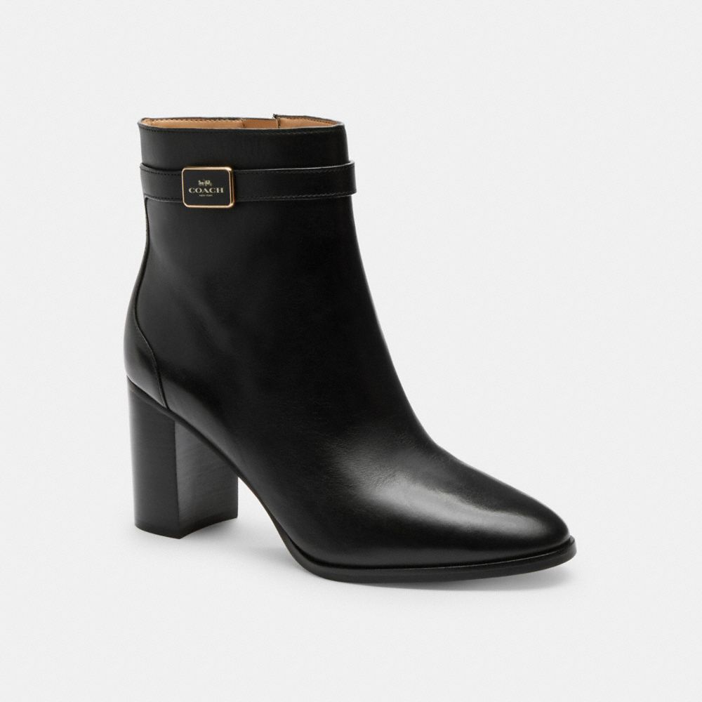 COACH®,OLIVER BOOTIE,Leather,Black,Front View