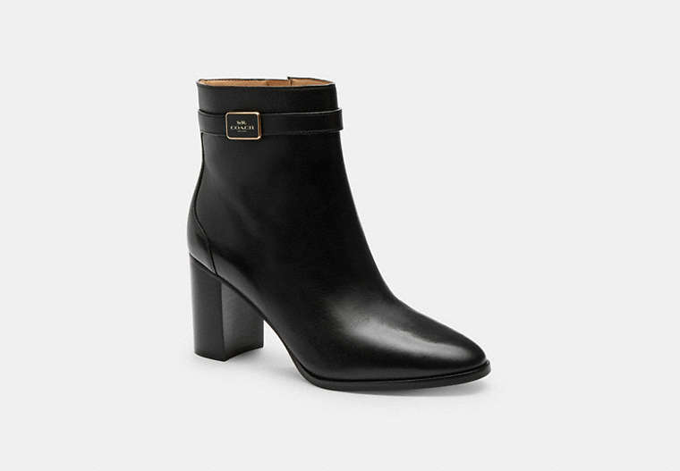 COACH®,OLIVER BOOTIE,Leather,Black,Front View