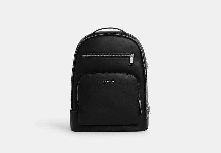 COACH®,ETHAN BACKPACK,Pebbled Leather,X-Large,Silver/Black,Front View