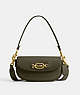COACH®,HARLEY SHOULDER BAG 23,Glovetanned Leather,Brass/Army Green,Front View