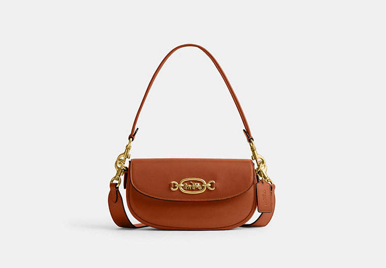 COACH®,HARLEY SHOULDER BAG 23,Glovetanned Leather,Small,Brass/Burnished Amber,Front View