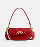 COACH®,HARLEY SHOULDER BAG 23,Glovetanned Leather,Brass/Sport Red,Front View