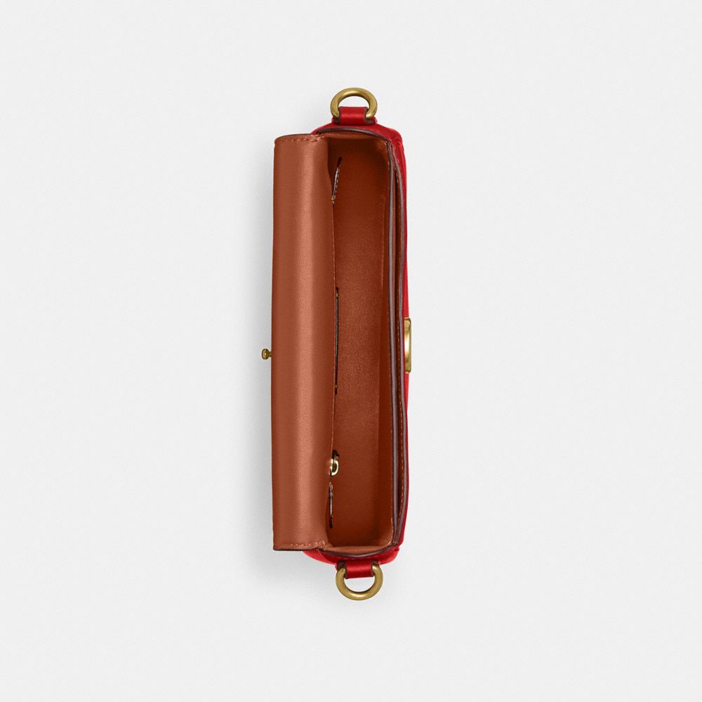 COACH®,HARLEY SHOULDER BAG 23,Glovetan Leather,Small,Brass/Sport Red,Inside View,Top View