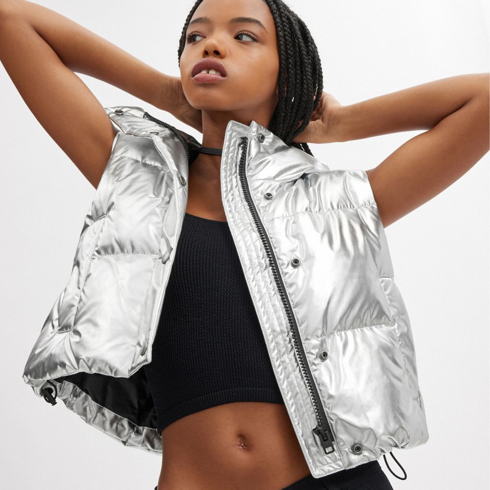 Metallic puffer hot sale