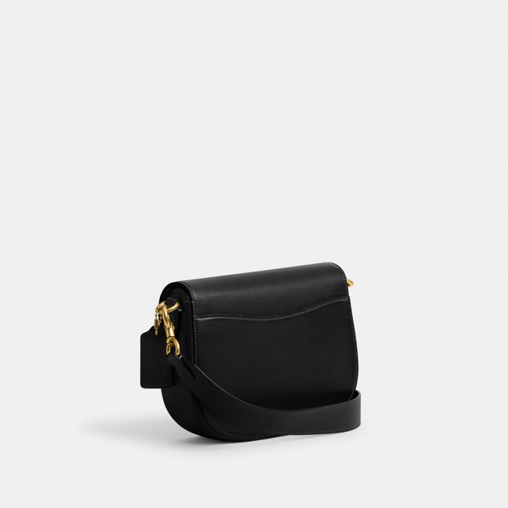 COACH®,HARLEY CROSSBODY BAG,Glovetan Leather,Medium,Brass/Black,Angle View