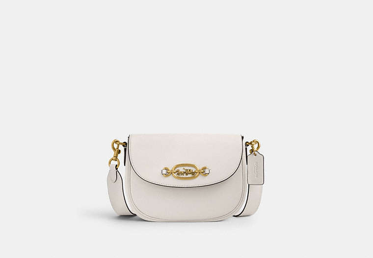 COACH®,HARLEY CROSSBODY BAG,Glovetanned Leather,Brass/Chalk,Front View