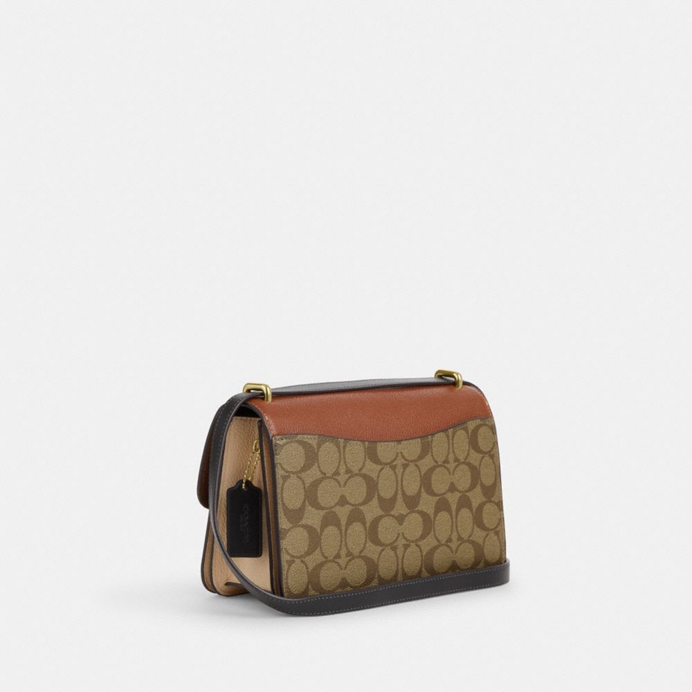 COACH®,LARGE MORGAN SQUARE CROSSBODY BAG IN COLORBLOCK SIGNATURE CANVAS,Signature Canvas,Medium,Gold/Khaki Multi,Angle View