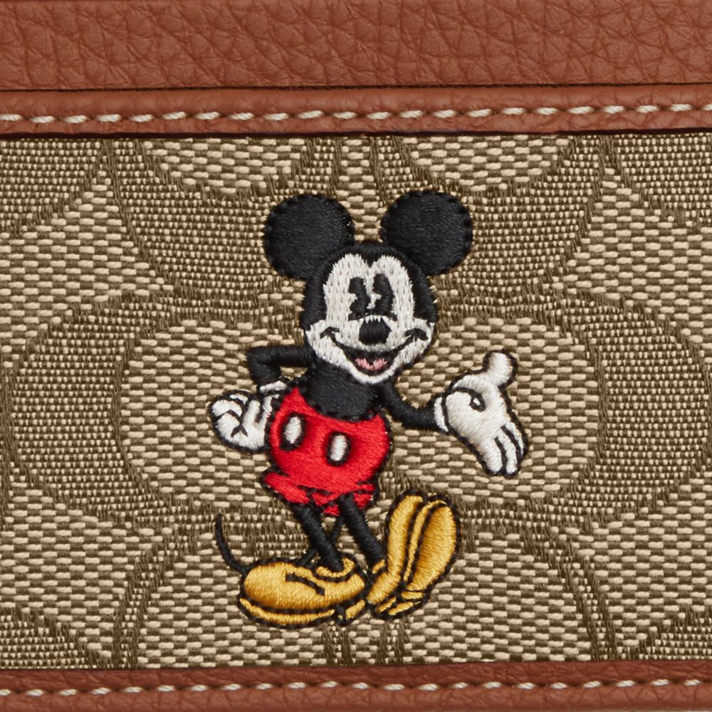 Disney X Coach Slim Id Card Case In Signature Jacquard With Mickey Mouse  Print