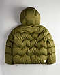 COACH®,Coachtopia Loop Quilted Puffer Jacket,Polyester,Olive Green,Back View