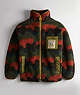COACH®,Coachtopia Loop Fleece Jacket with Wavy Print,Polyester,Deep Orange/Black Multi,Front View