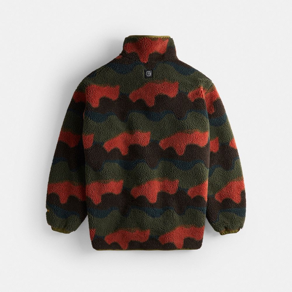 Coachtopia Loop Fleece Jacket With Wavy Print