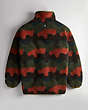 COACH®,Coachtopia Loop Fleece Jacket with Wavy Print,Polyester,Deep Orange/Black Multi,Back View