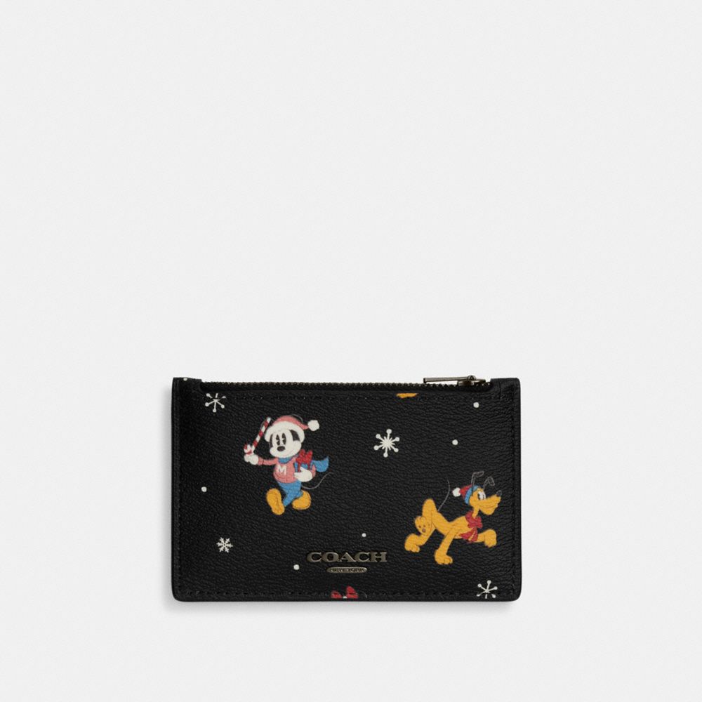 Disney X Coach Zip Card Case With Holiday Print