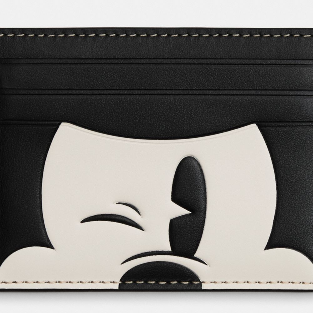 COACH®,DISNEY X COACH SLIM ID CARD CASE WITH WINK MICKEY MOUSE,Novelty Leather,Gunmetal/Black/White