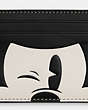 COACH®,DISNEY X COACH SLIM ID CARD CASE WITH WINK MICKEY MOUSE,Leather,Gunmetal/Black/White