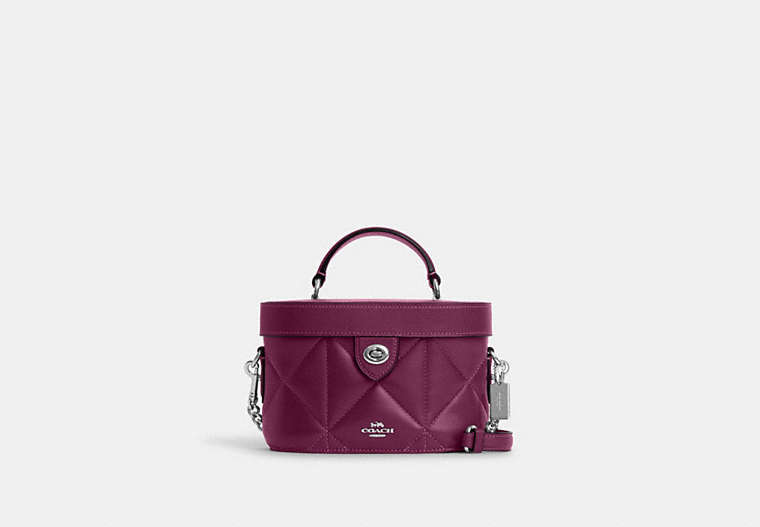 COACH®,KAY CROSSBODY WITH PUFFY DIAMOND QUILTING,Leather,Silver/Deep Berry,Front View