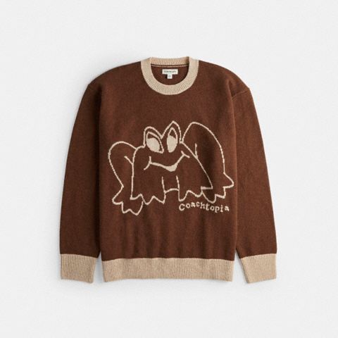 Coach Crewneck Sweater With Intarsia Star Frog Graphic