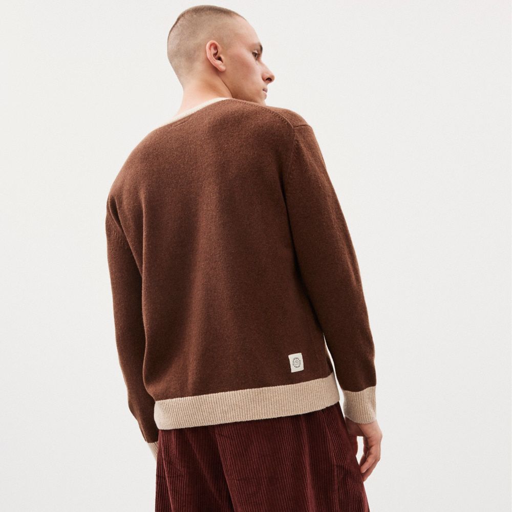 Coach Crewneck Sweater With Intarsia Star Frog Graphic — фото 3