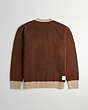 COACH®,Crewneck Sweater with Instarsia Star Frog Graphic,99% Recycled Wool,Dark Brown/Camel,Back View