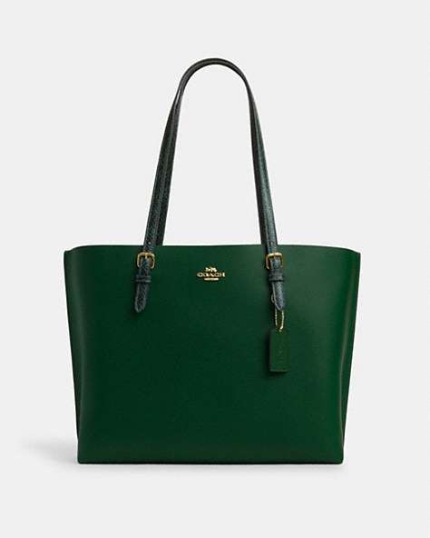 COACH®,MOLLIE TOTE,Mixed Material,X-Large,Im/Dark Pine,Front View