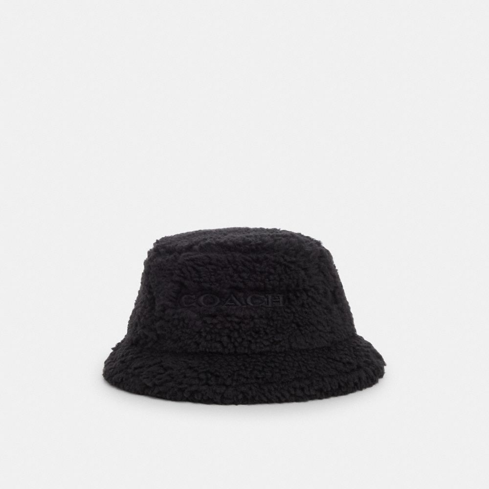 COACH®,CHAPEAU BOB EN SHERPA,Noir,Front View