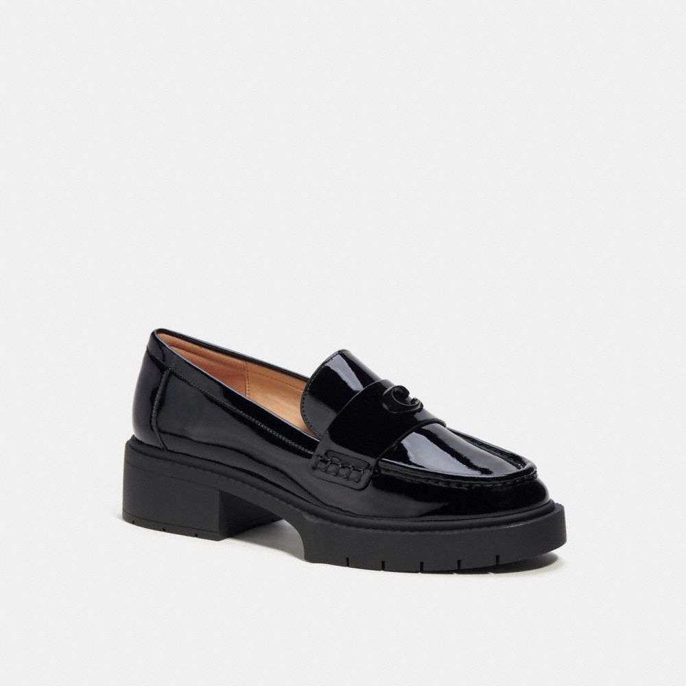 COACH®,LEAH LOAFER,Leather,Kesari's Picks,Black Patent,Front View
