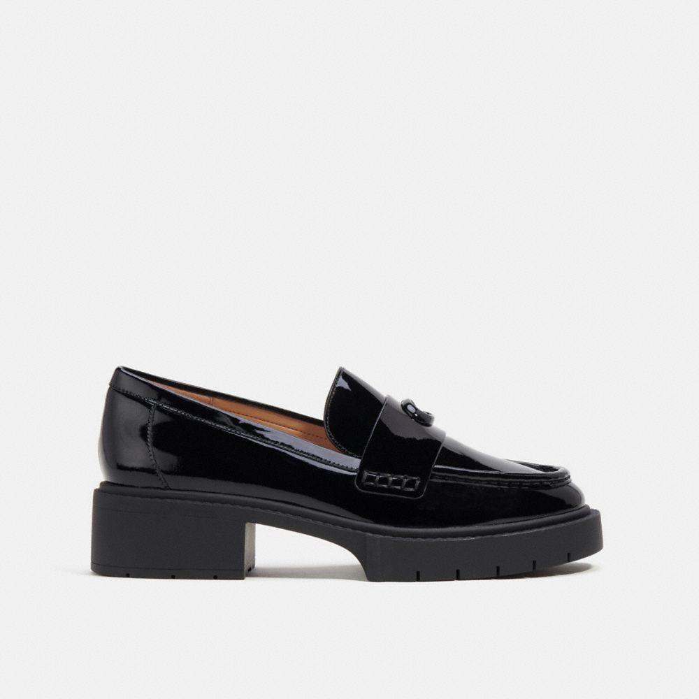 COACH®,LEAH LOAFER,Leather,Kesari's Picks,Black Patent,Angle View