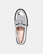 COACH®,LEAH LOAFER IN SILVER METALLIC,Leather,Silver,Inside View,Top View