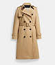 COACH®,TRENCH COAT WITH BRAIDED DETAIL,Cotton/Polyester,Khaki,Front View