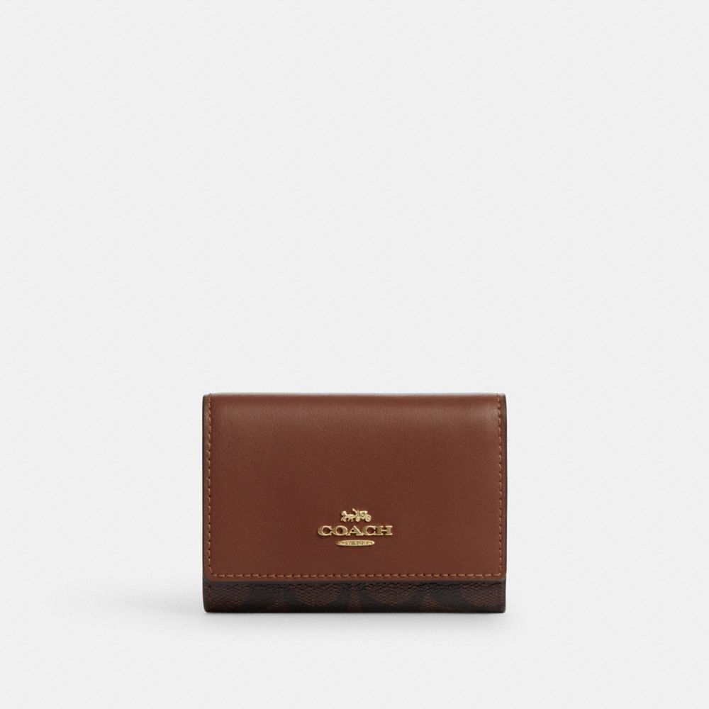 COACH®,MICRO WALLET IN SIGNATURE CANVAS,Signature Canvas,Mini,Im/Brown/Redwood,Front View