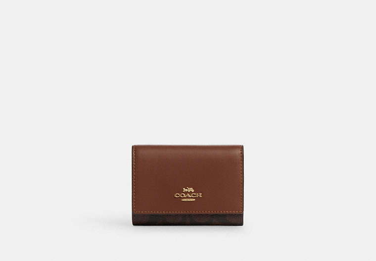 COACH®,MICRO WALLET IN SIGNATURE CANVAS,pvc,Im/Brown/Redwood,Front View