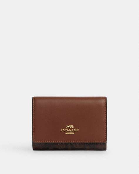 COACH®,MICRO WALLET IN SIGNATURE CANVAS,pvc,Mini,Im/Brown/Redwood,Front View