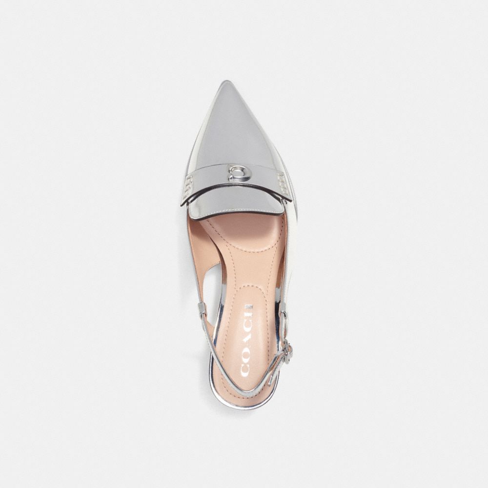 COACH®,NIKOLA HYBRID SLINGBACK IN SILVER METALLIC,Leather,Shine,Silver,Inside View,Top View