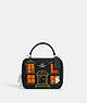 COACH®,BOX CROSSBODY BAG WITH HALLOWEEN HAUNTED HOUSE,Leather,Small,Silver/Black Multi,Front View