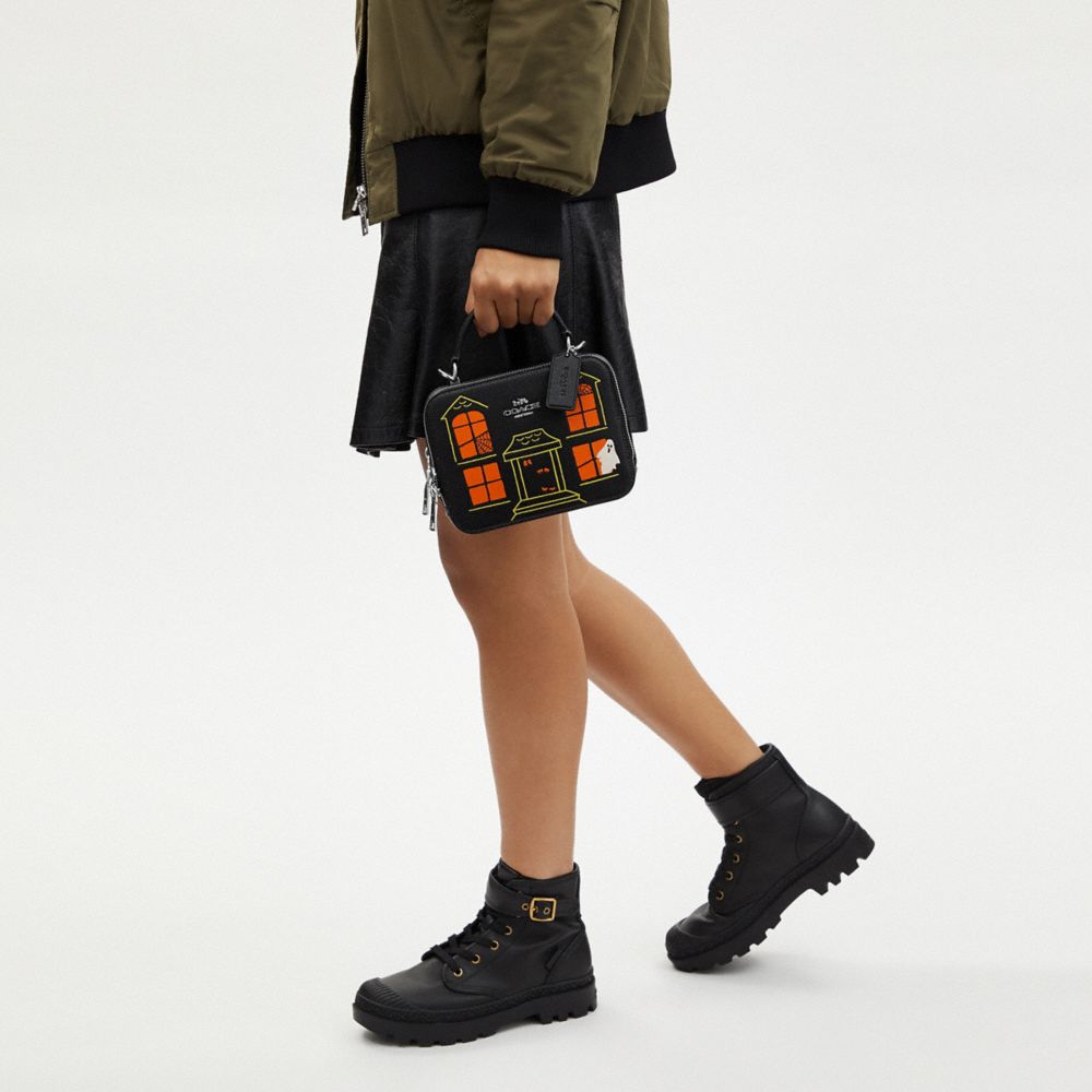 COACH®,Box Crossbody Bag With Halloween Haunted House,,Detail View