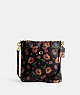 COACH®,KITT MESSENGER CROSSBODY WITH FLORAL PRINT,Small,Brass/Black Multi,Front View