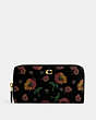 COACH®,ACCORDION ZIP WALLET WITH FLORAL PRINT,Small,Brass/Black Multi,Front View