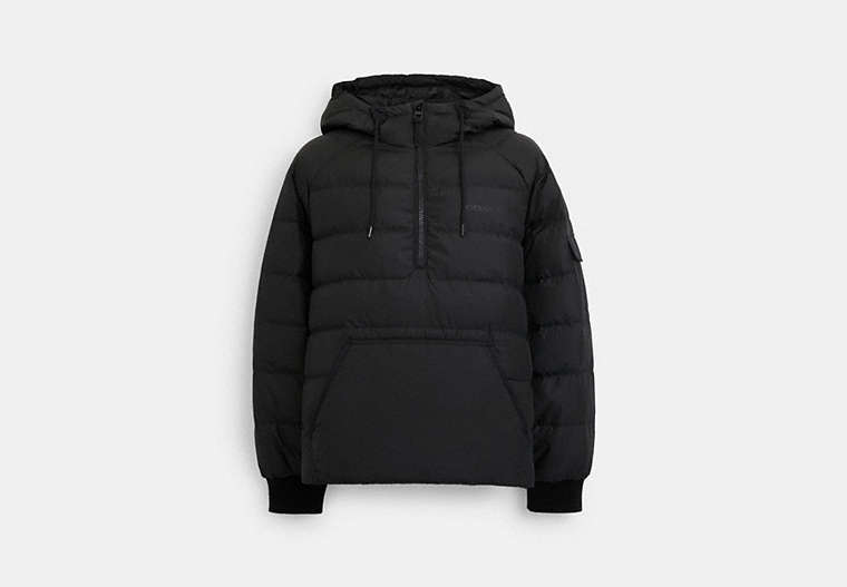 COACH®,QUILTED HOODIE,cotton,Black,Front View