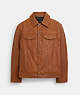 COACH®,LEATHER TRUCKER JACKET,cotton,Rust,Front View