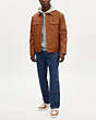 COACH®,LEATHER TRUCKER JACKET,cotton,Rust,Scale View