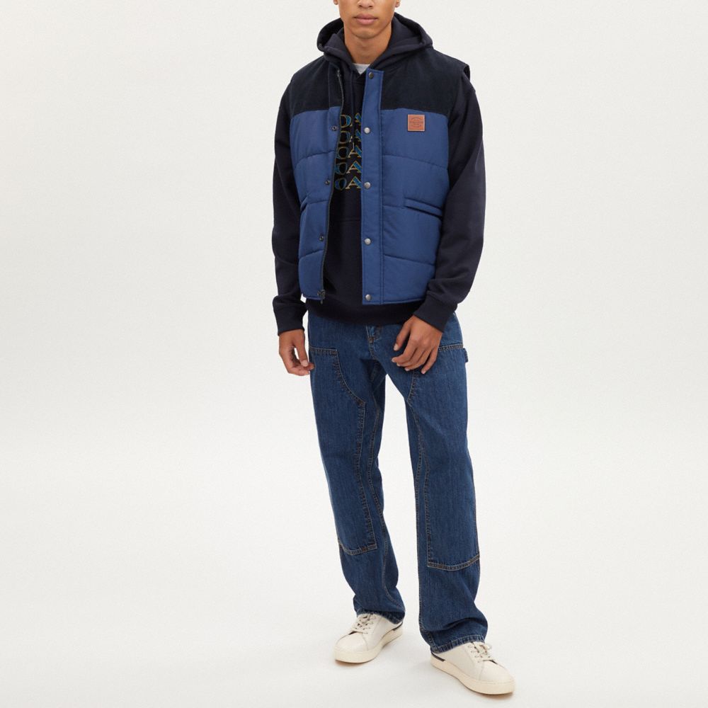 COACH®,CORDUROY VEST,Navy,Scale View