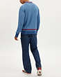 COACH®,KNIT LONG SLEEVE POLO,cotton,Blue/Red,Scale View
