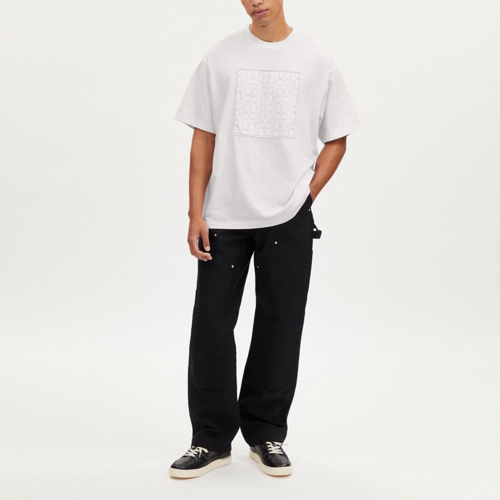 COACH®,Signature T Shirt,Cotton,T Shirt,Logo,Pattern,Casual,Cream,Scale View