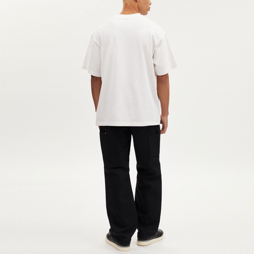 COACH®,Signature T Shirt,Cotton,T Shirt,Logo,Pattern,Casual,Cream,Scale View