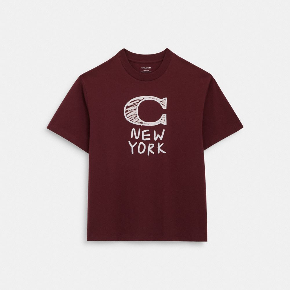 COACH®,SIGNATURE T-SHIRT,Port,Front View